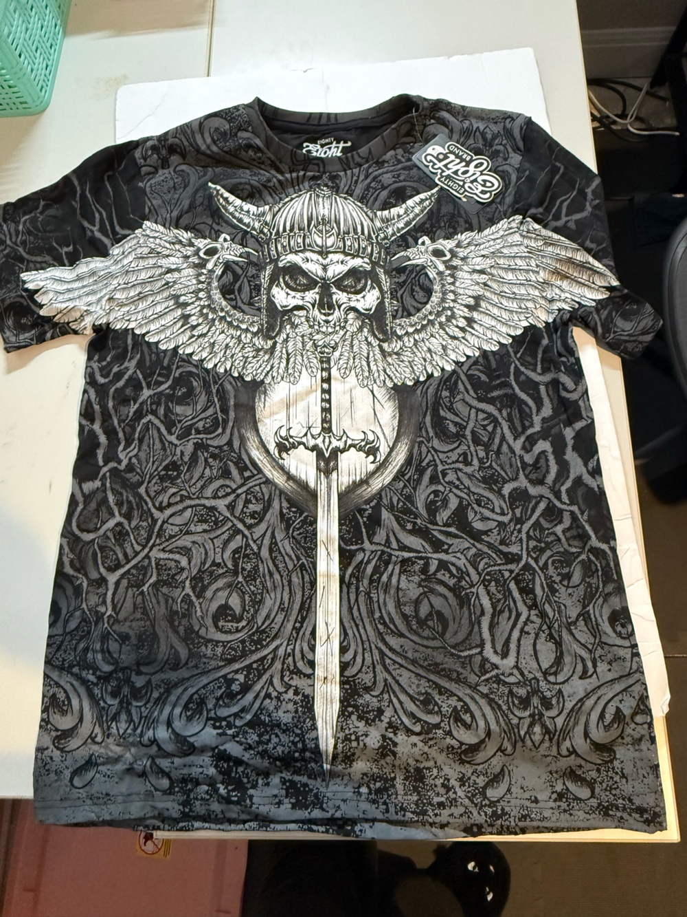 Eightytwo Brand Skull Wings Sword Graphic T-Shirt XL NWT Gothic Biker